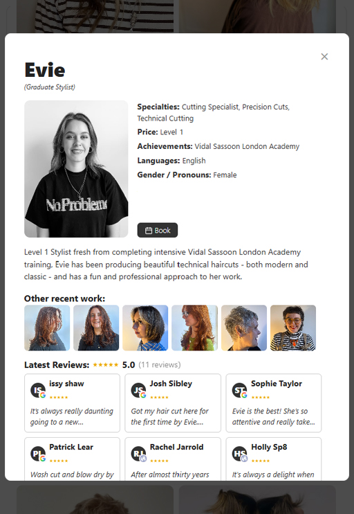 showcase profile view client facing mobile